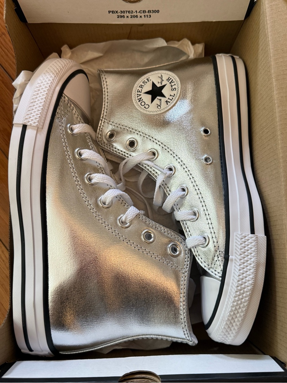 Converse Silver Metallic Chuck Taylor High Top Sneakers